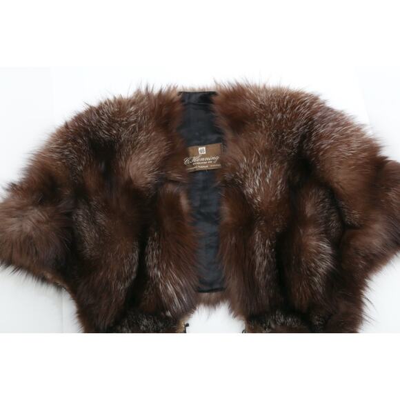 Vintage C. Henning Brown Raccoon Fur Overcoat Cape Wrap Scarf Luxury Real Fur - Picture 13 of 16